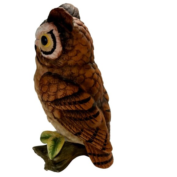 VTG 1970’s Lefton Exclusives Taiwan 4 Inch Hand Painted Porcelain Horned Owl - Picture 2 of 9